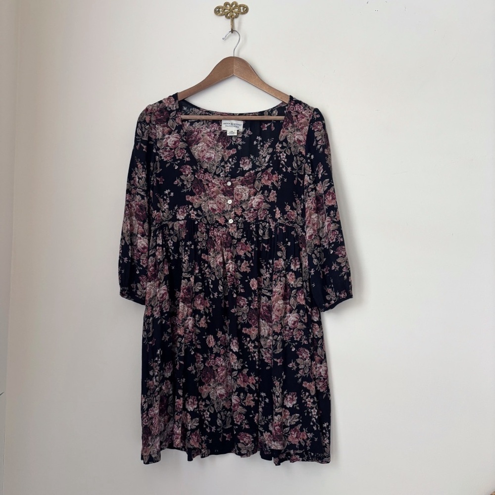 Denim & Supply Dark Floral Babydoll Dress Medium Ralph Lauren